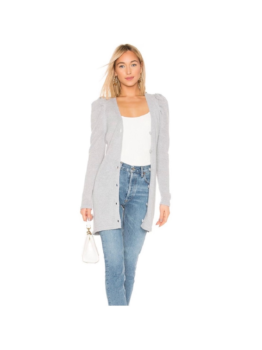 Revolve L’Academie Los Angeles long grey Carlingford cardigan